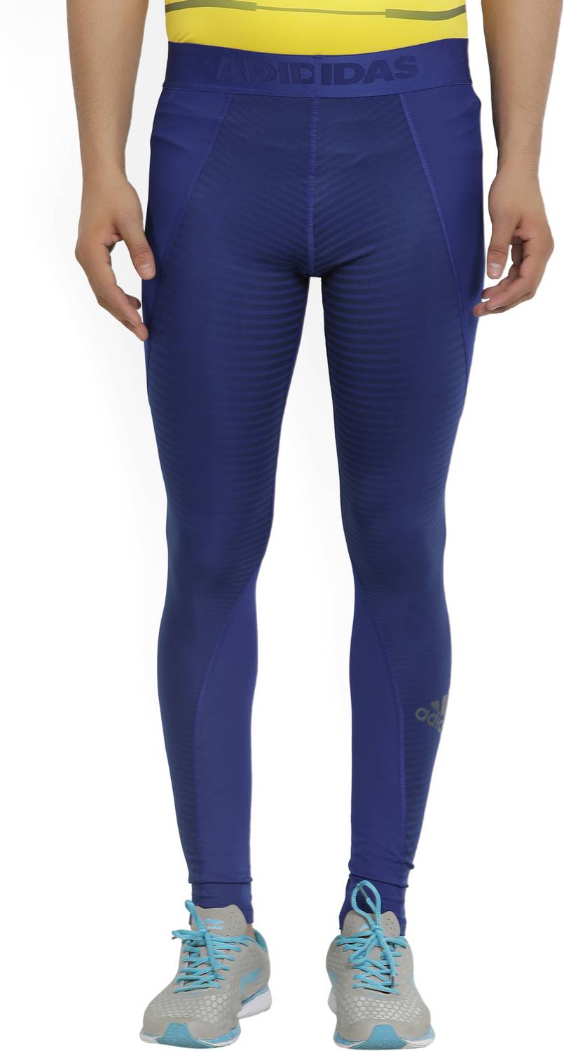 ADIDAS Striped Men Blue Tights