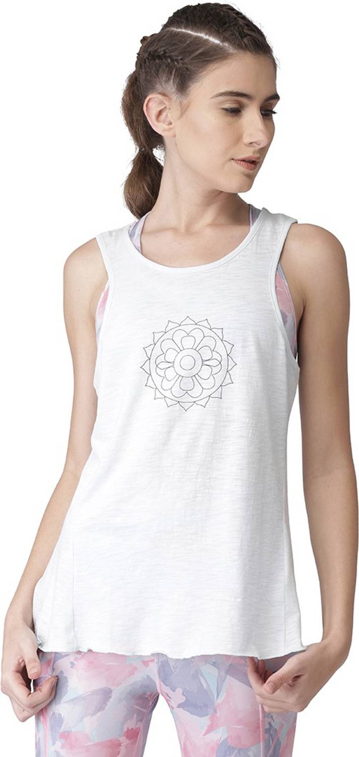 2GO Casual Sleeveless Printed Women Blue Top