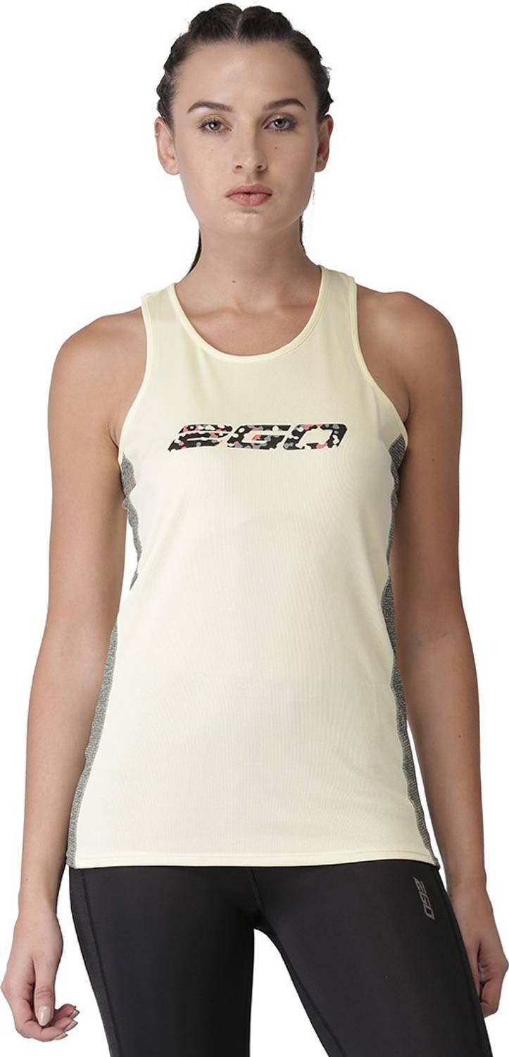 2GO Casual Sleeveless Printed Women Yellow Top