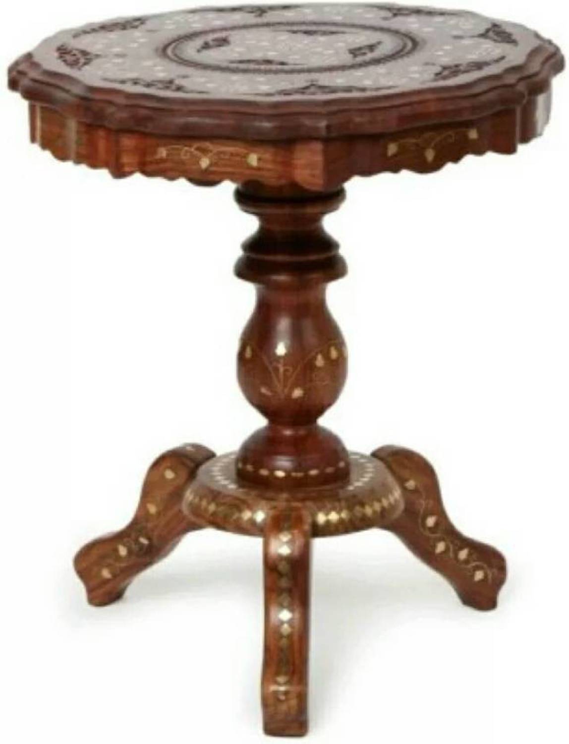 Handicraft SHEESHAM WOOD & BRASS MADE CARVING Stool (Brown, Pre-a