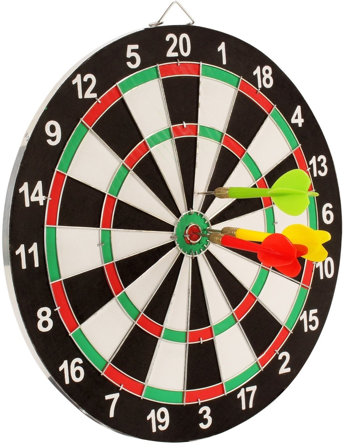 Image of Sunlin Double Sided Dart Board Game - With 6 Darts - Size 12 inch Dart Board Game