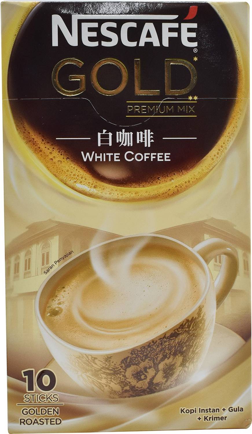 NESCAFÉ GOLD BLEND HPM9640PWプレミアムホワイト Nescafe Gold Premium Mix White Coffee, 10 Sticks Golden Roasted