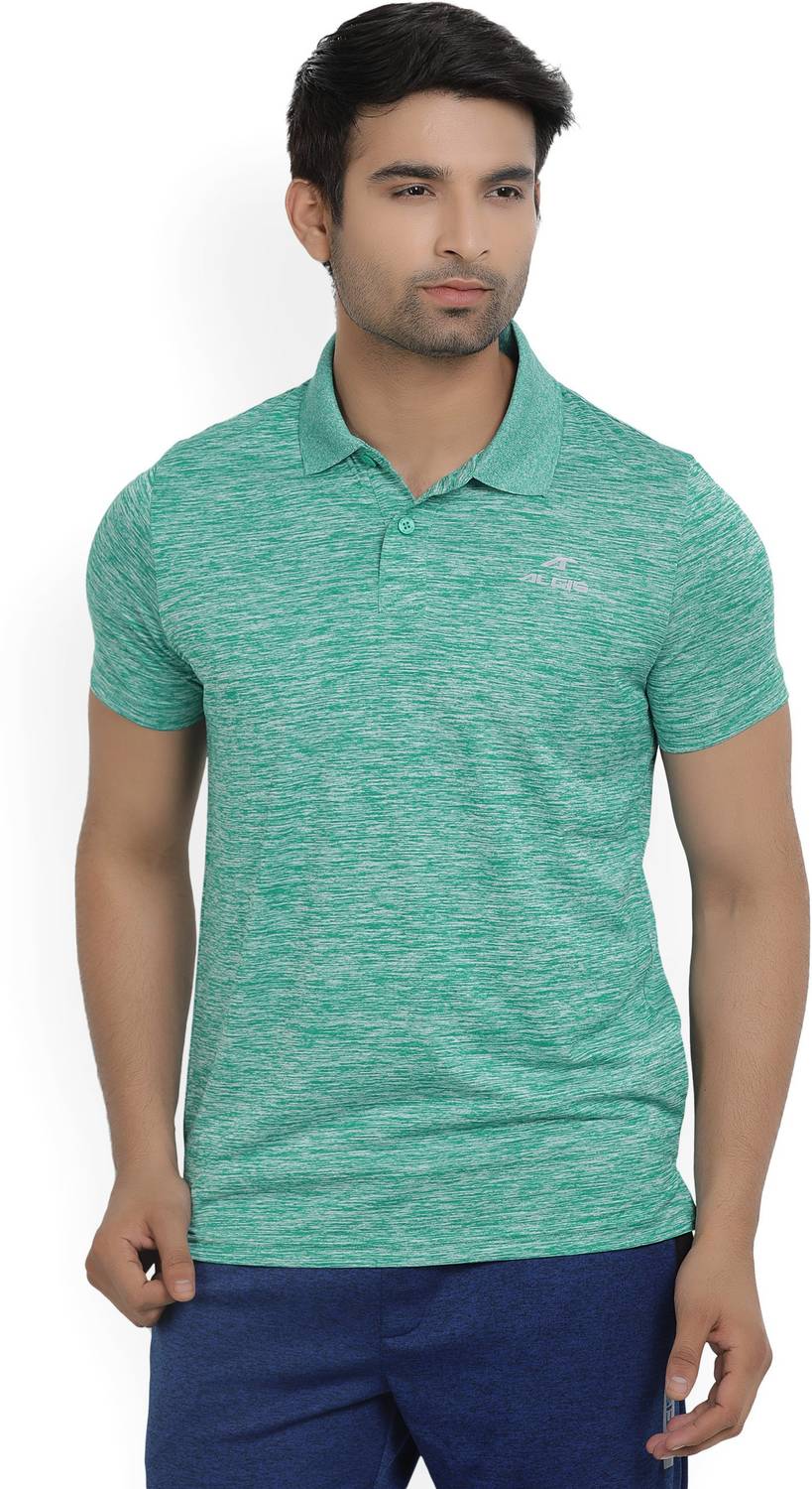 ALCIS Solid Men Polo Neck Dark Green T-Shirt