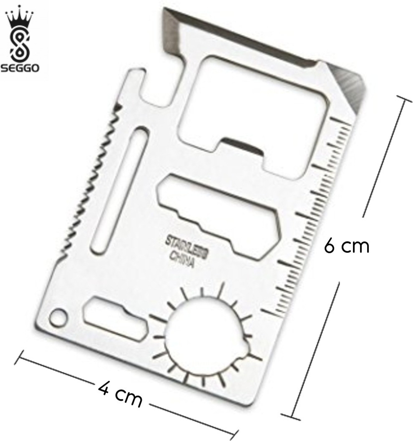 Image of SEGGO Multifunctional Multi Purpose Stainless Steel Pocket Survival 11 In 1 Swiss Army Card
