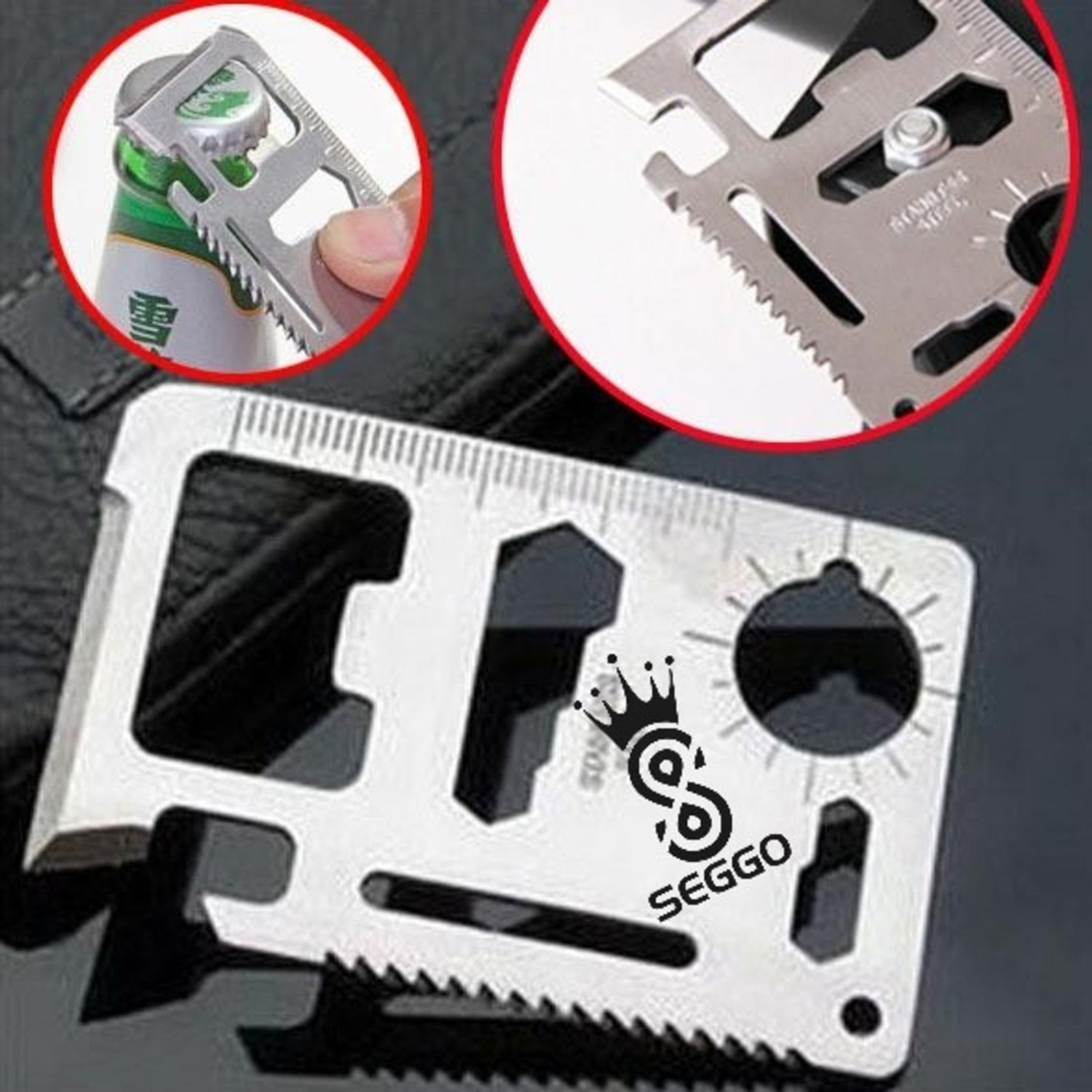 Image of SEGGO Multifunctional Multi Purpose Stainless Steel Pocket Survival 11 In 1 Swiss Army Card