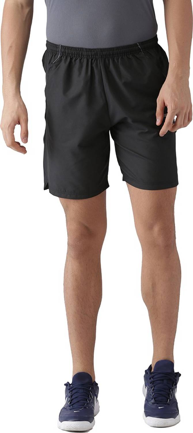 2GO Solid Men Black Sports Shorts