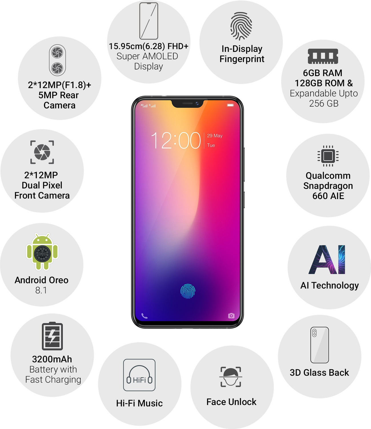 Image of vivo X21 (Black, 128 GB)