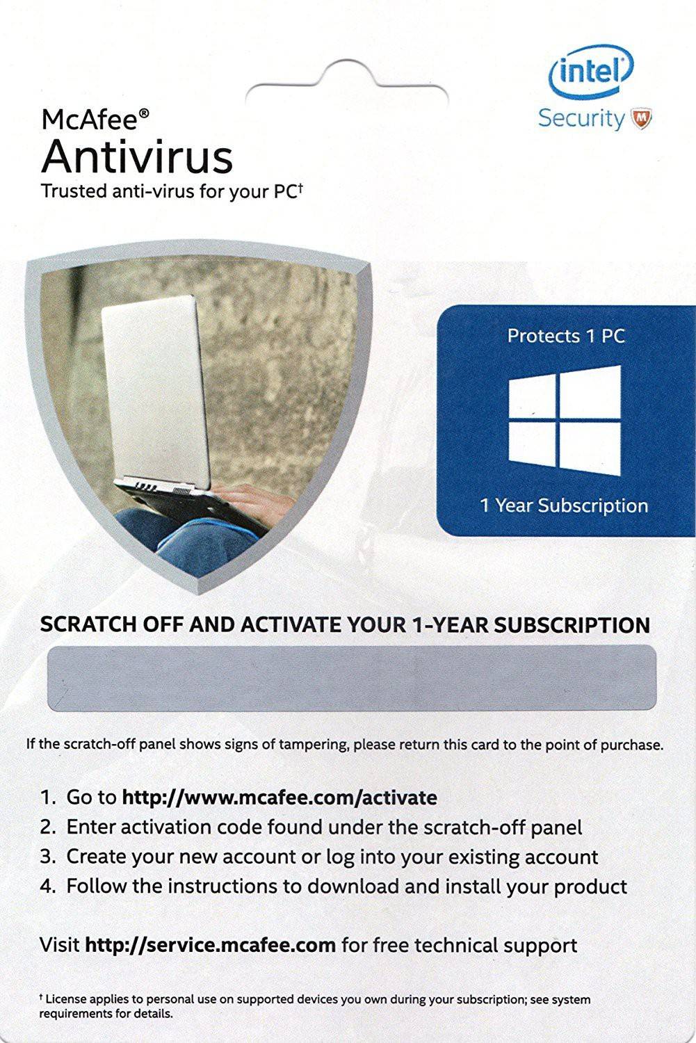 McAfee Anti-virus 1.0 User 1 Year (Voucher)