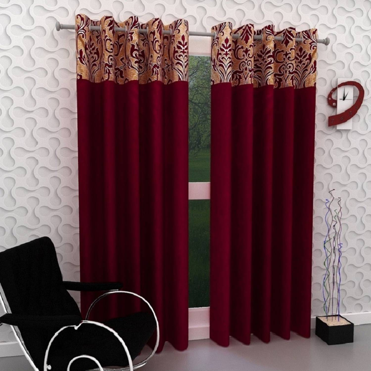 Panipat Textile Hub 152 cm (5 ft) Window Polyester Semi Transparent Curtain (Pack Of 2)