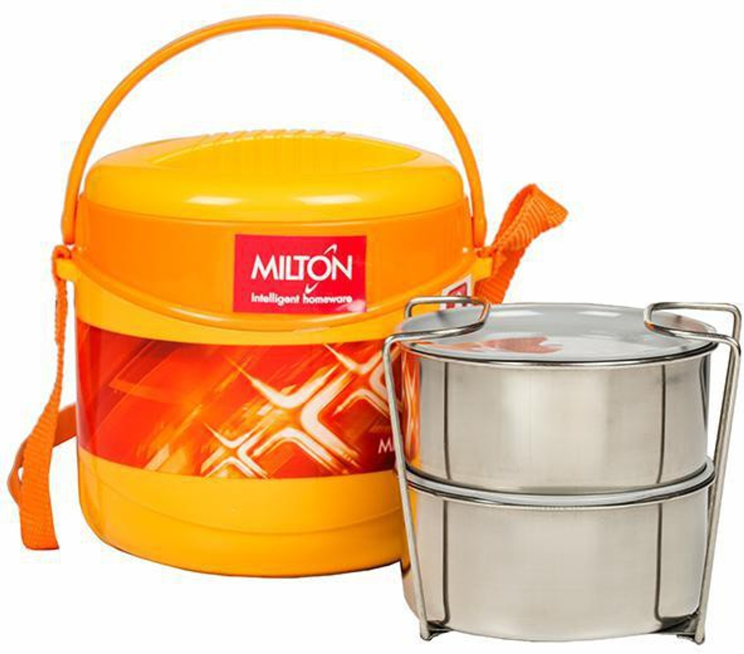 Image of MILTON Econa Deluxe Leak Proof Lunch Box Keeps Food Fresh For Long Hours 2 Containers Stainless Steel, Plastic Office Lunch Box