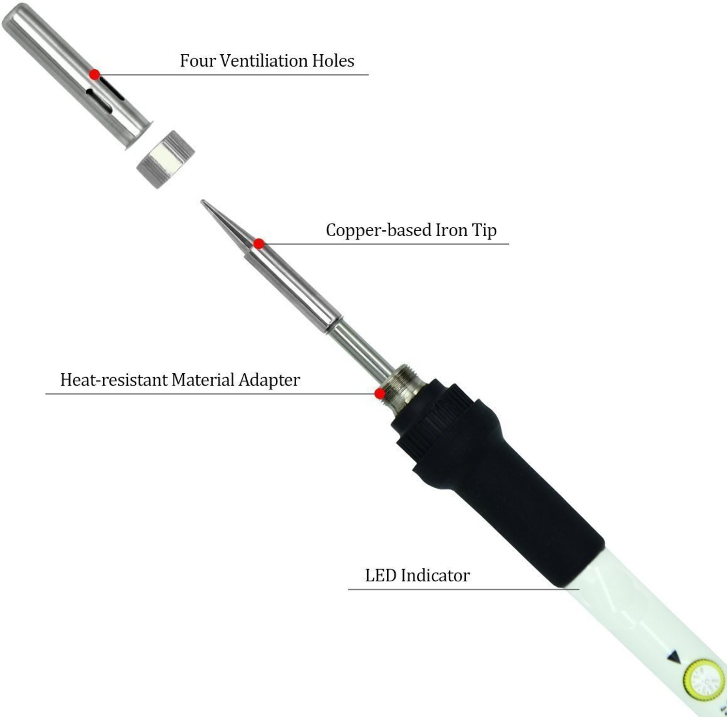 Image of PagKis Variable Temprature 60 W Soldering Iron with 900M-T-K, 900M-T- 3.2 D, 900M-T-4C Shape and Pointed Soldering Tips - With Power Indicator Light 60 W Temperature Controlled