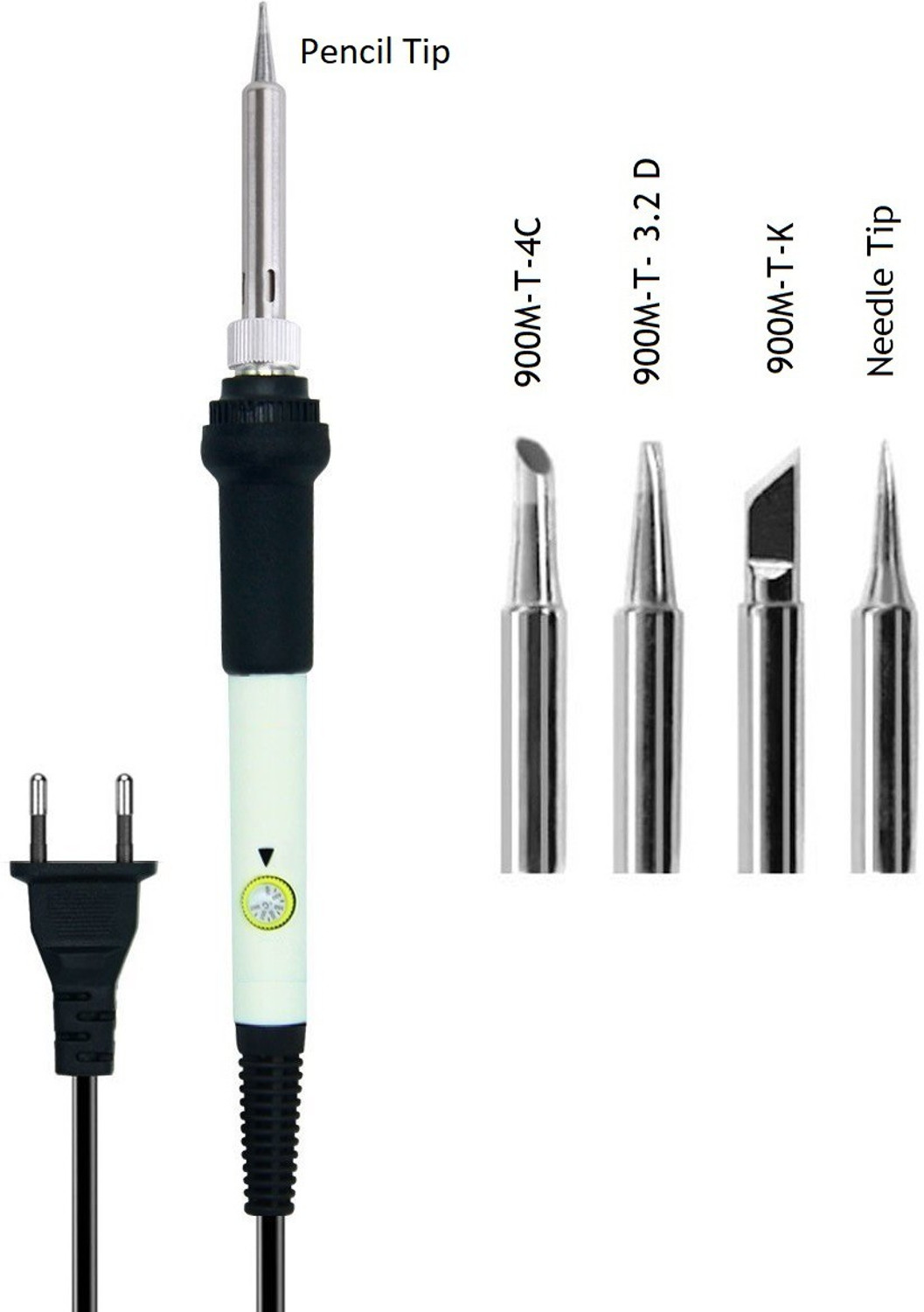 Image of PagKis Variable Temprature 60 W Soldering Iron with 900M-T-K, 900M-T- 3.2 D, 900M-T-4C Shape and Pointed Soldering Tips - With Power Indicator Light 60 W Temperature Controlled