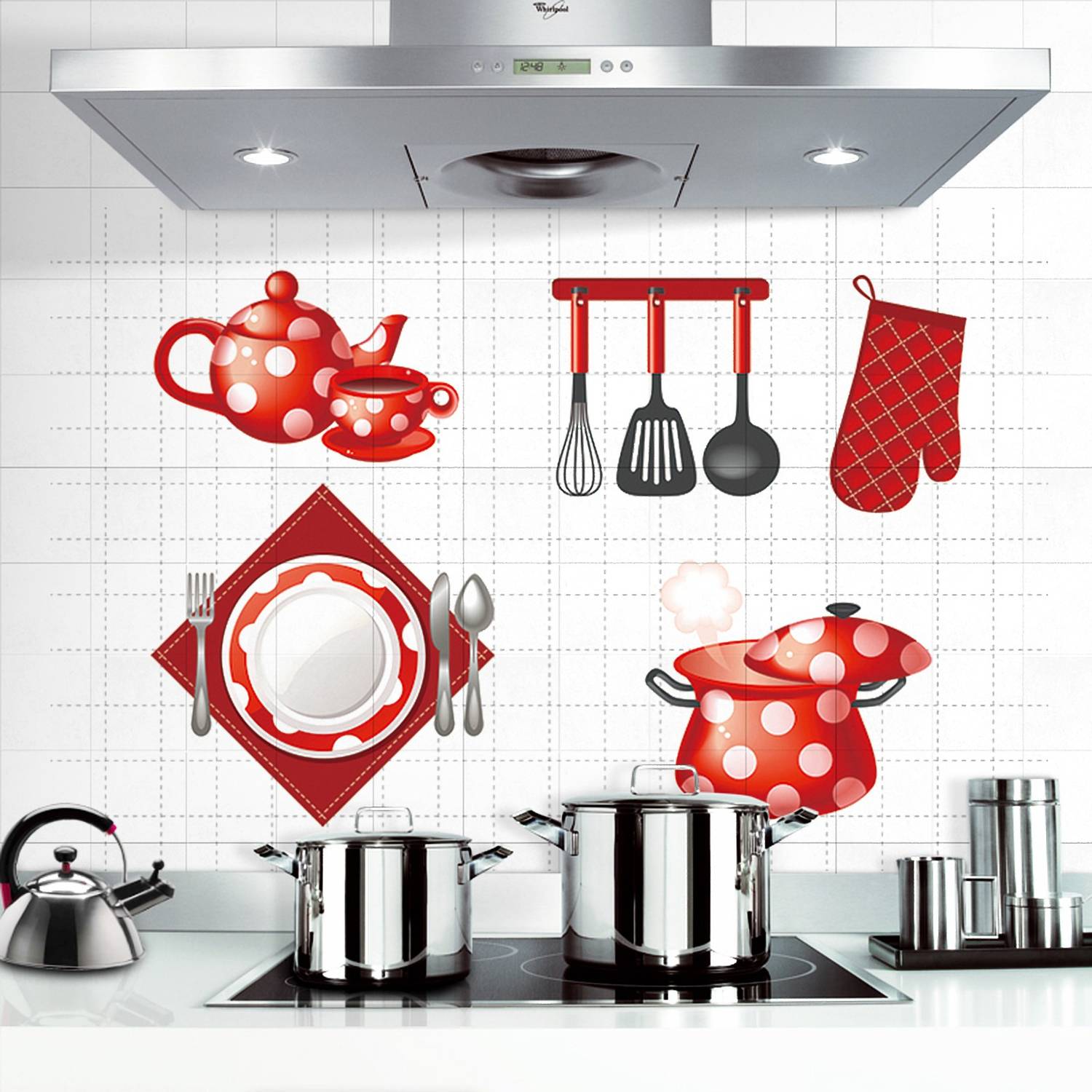 Ampire 90 cm Anti Oil Stove Cute Cartoon Kitchen Elements Background Protection Self Adhesive Sticker