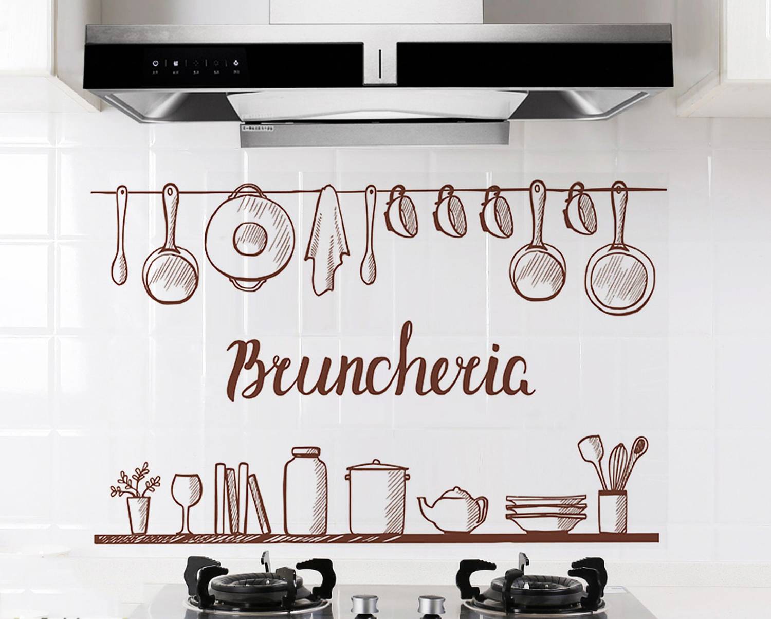 Ampire 90 cm Kitchen Restaurant Anti Oil Decal Bruncheria Stove Background Self Adhesive Sticker