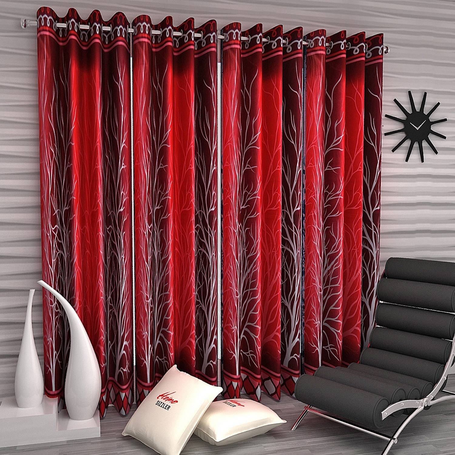 Home Sizzler 214 cm (7 ft) Door Polyester Semi Transparent Curtain (Pack Of 4)