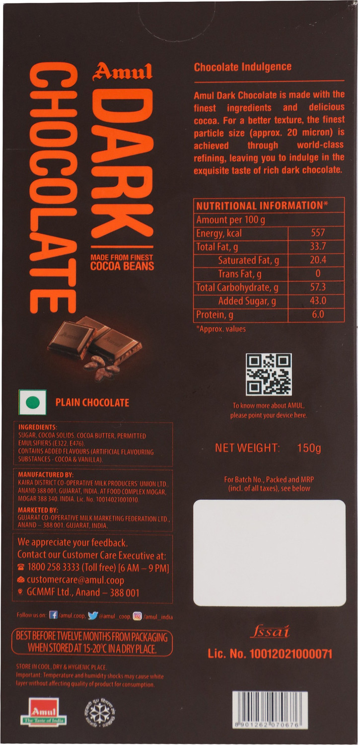 Image of Amul Dark Chocolate Bars