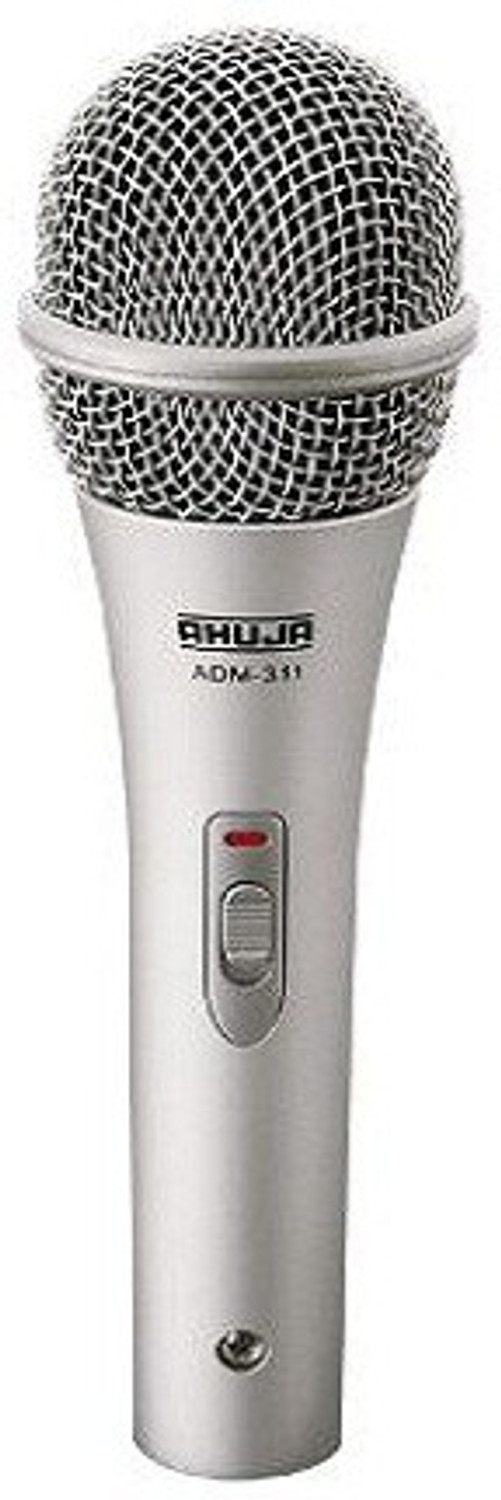 Image of Ahuja ADM 311 Silver Colored Wired Microphone With 6 meter XLR to mono mic wire and Clip