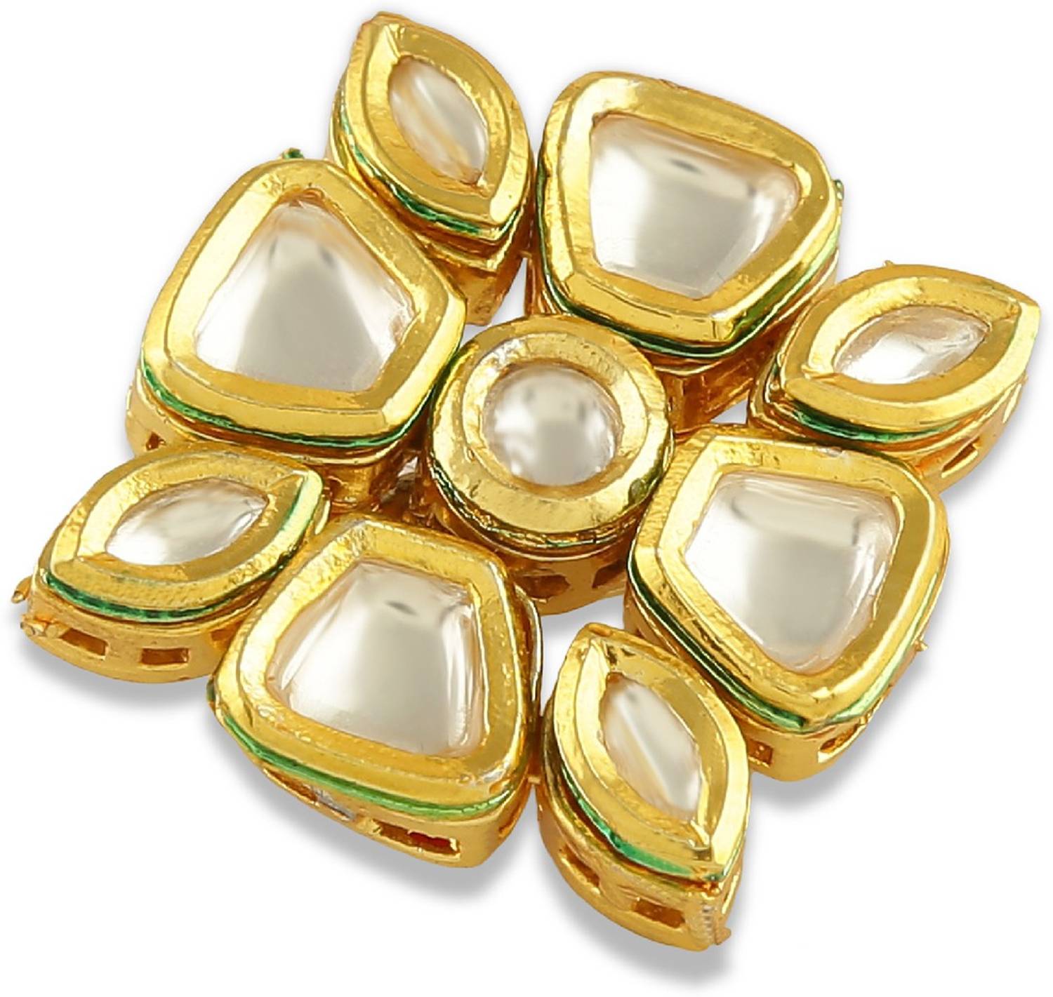 ACCESSHER Kundan Golden Brass Unisex Kurta brooch for men and women Brooch