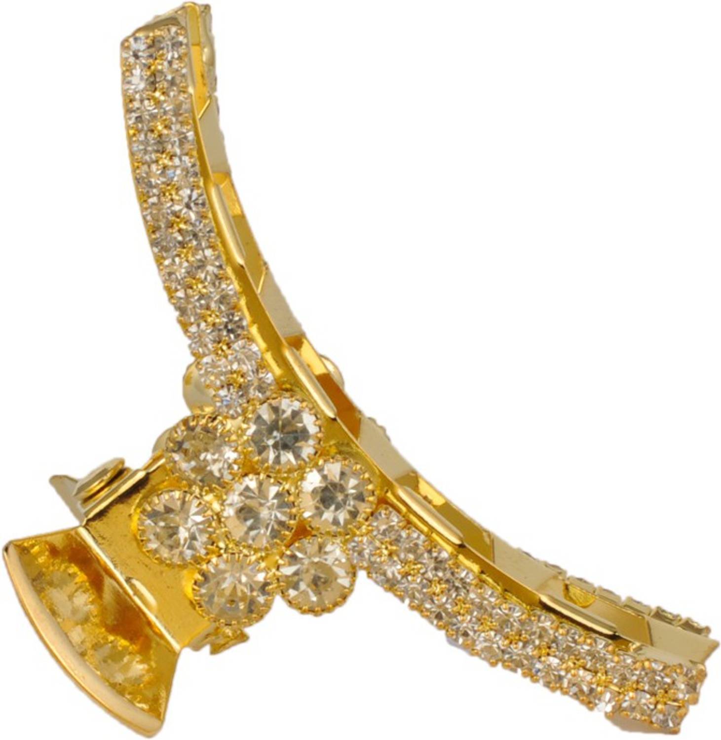 AccessHer Gold::White Color Brass Material With Cubic Zirconia Stone Butterfly clip For Women Hair Claw