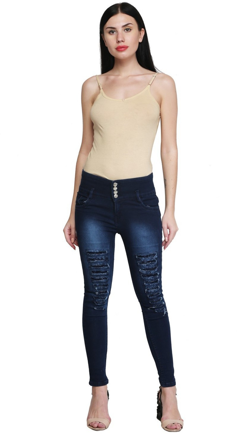 Image of A-Okay Slim Women Dark Blue Jeans