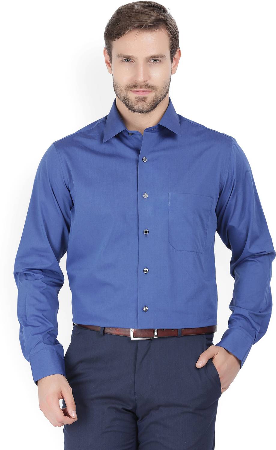 ARROW Men Solid Formal Blue Shirt