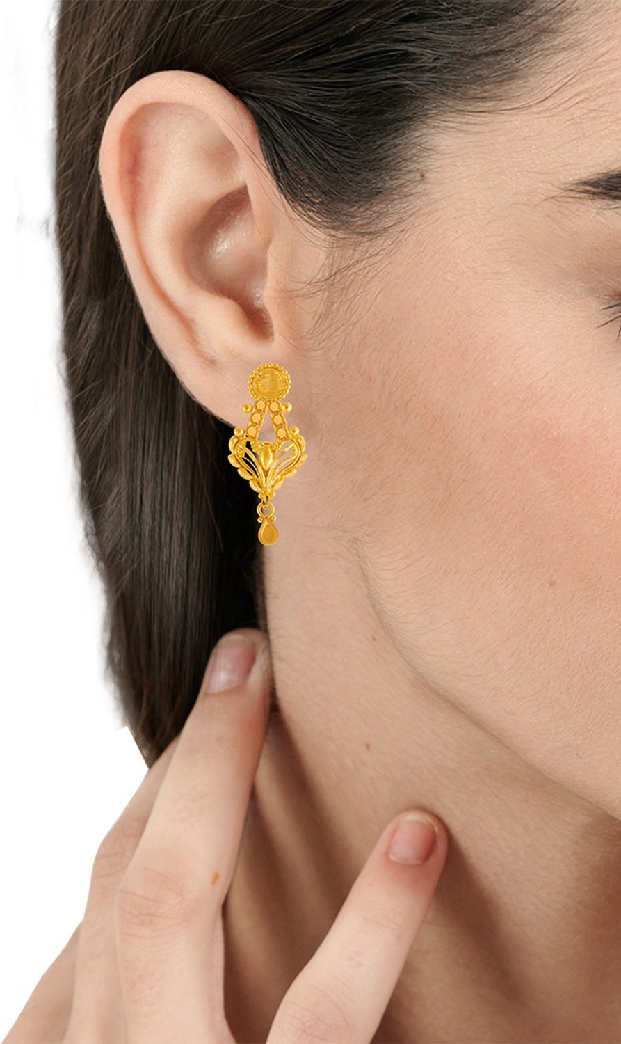 Image of PC Chandra Jewellers Yellow Gold 22kt Drop Earring
