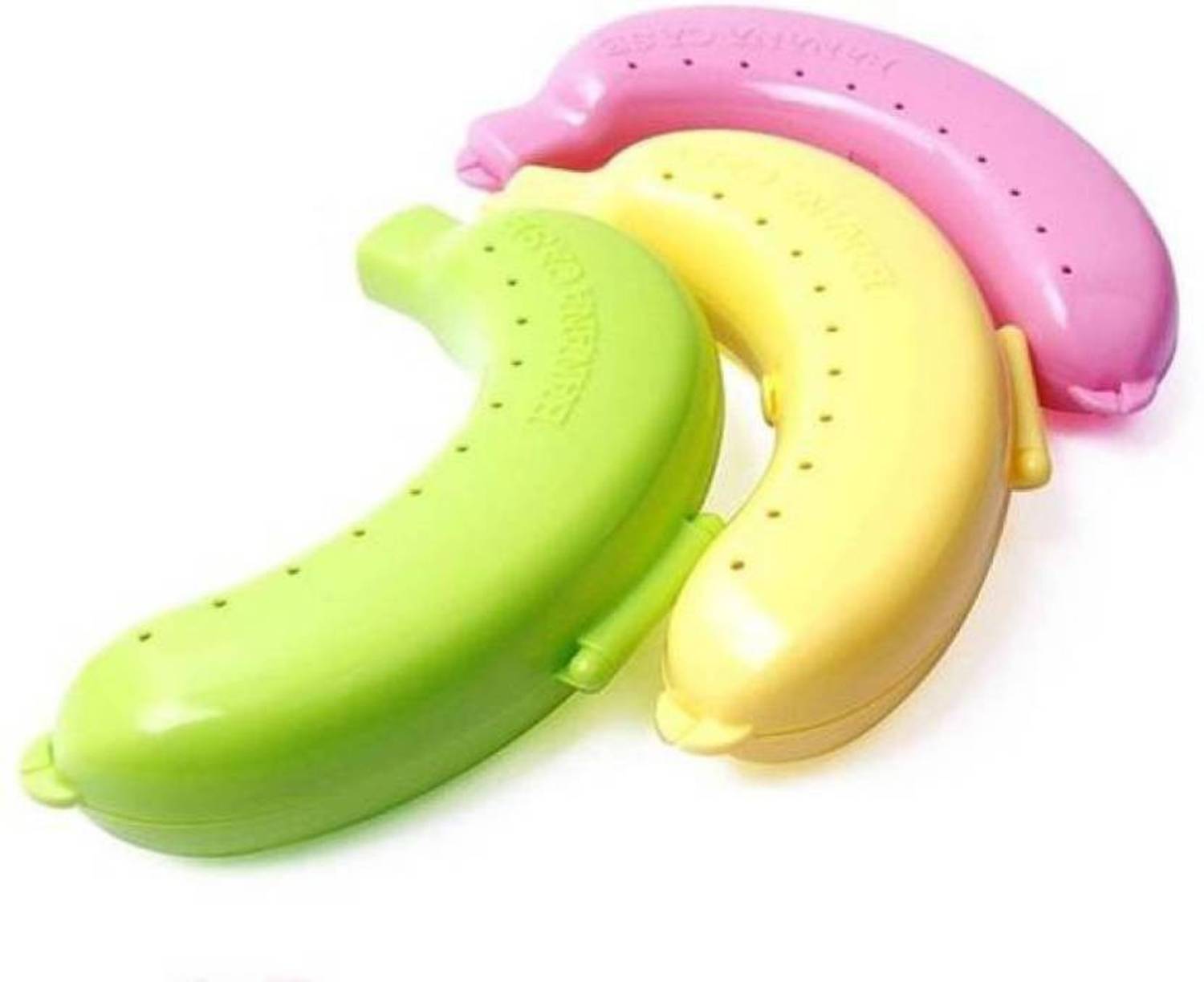 Arvel Fancy Banana Carry Case - 100 ml Plastic Grocery Container (Pack of 3, Yellow, Green, Pink) 3 Containers Plastic Office Lunch Box