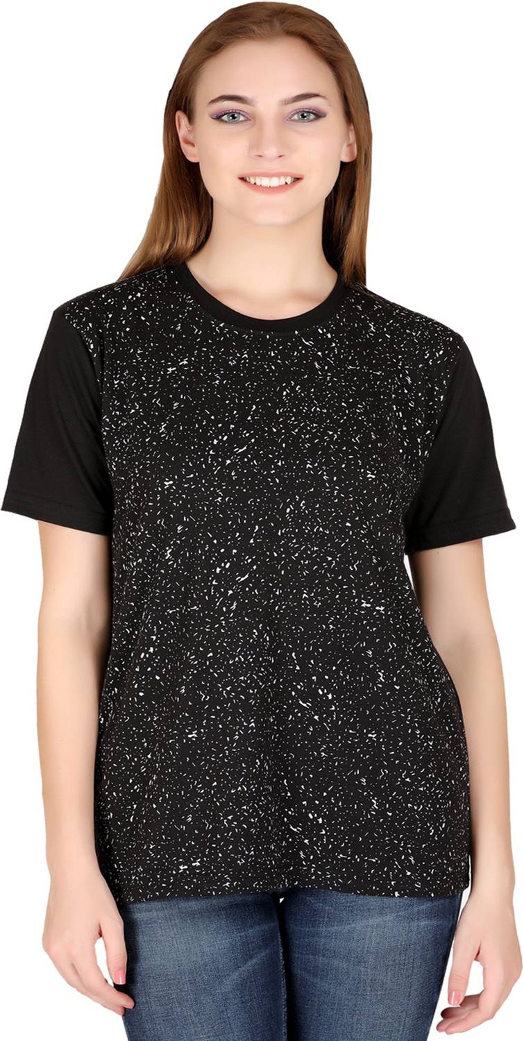 69GAL Printed Women Round Neck Black T-Shirt