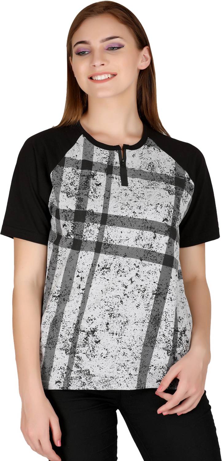 69GAL Printed Women Round Neck Grey T-Shirt