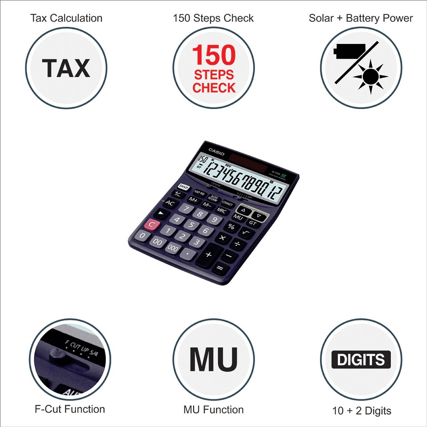 Casio DJ-120D Desktop Basic Calculator - Image 2