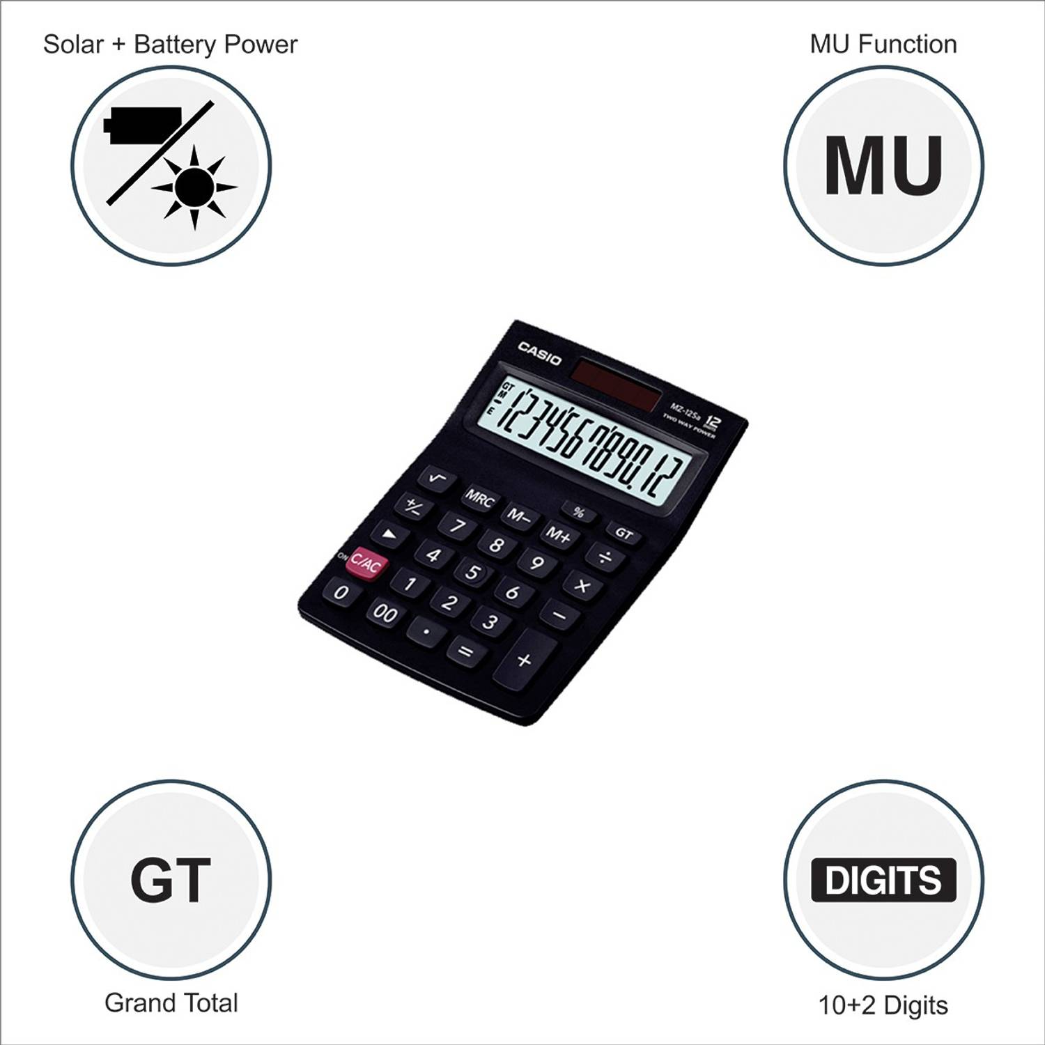 CASIO MZ-12SA Desktop Basic Calculator - Image 3