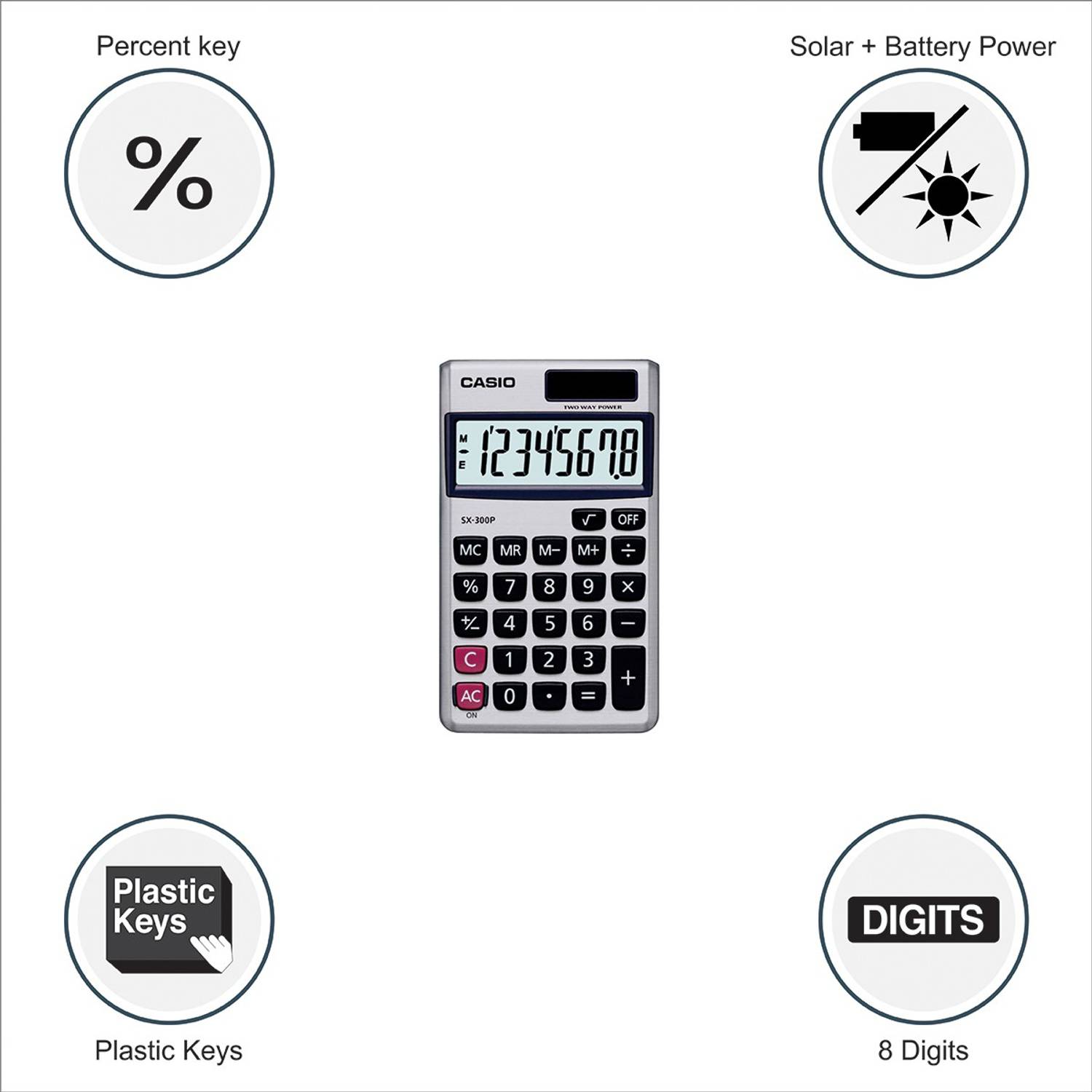 Flipkart.com | CASIO SX-300P-W Portable Basic Calculator - Basic