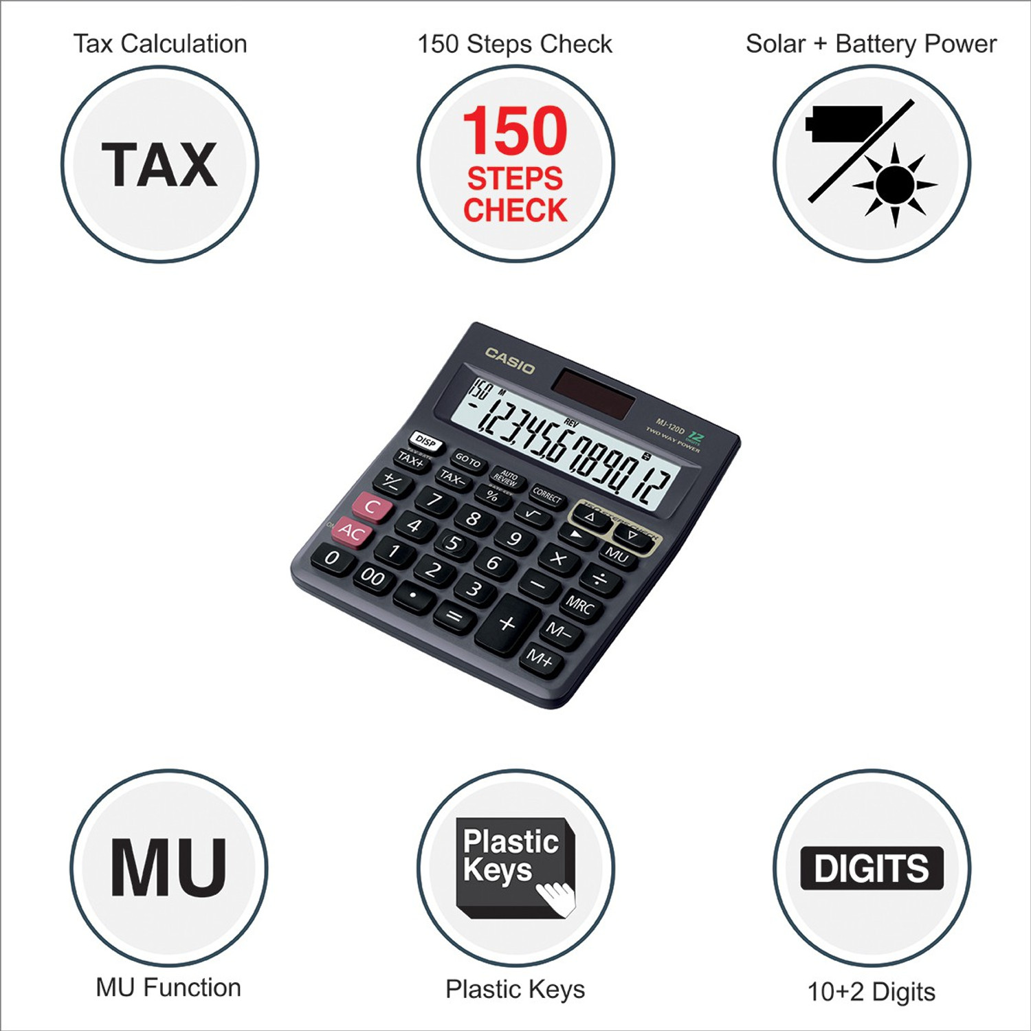 Image of CASIO MJ-120D Desktop Basic Calculator