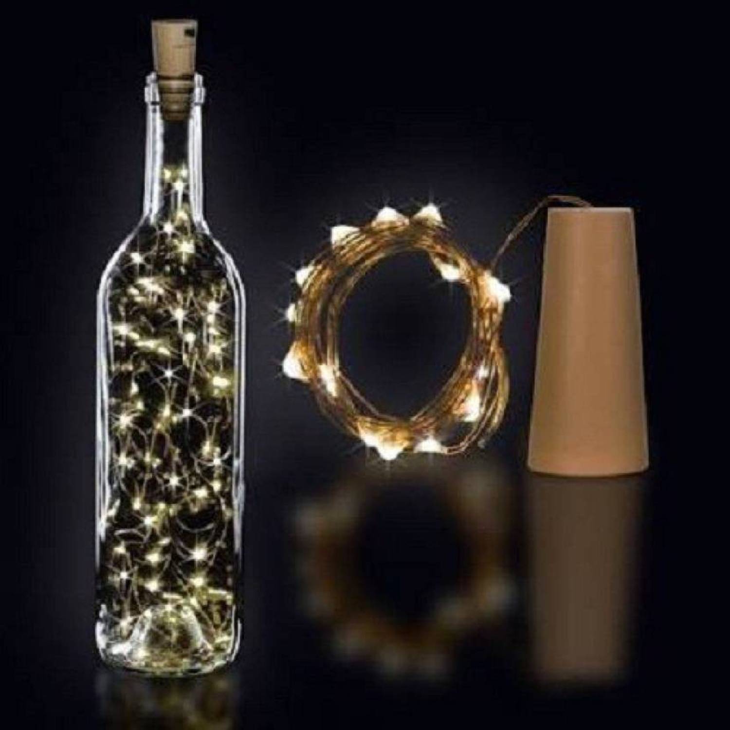 Bottle cork stopper 2 mtr 20 LED string lights WHITE 20 LEDs 1.98 m White Steady Bottle Rice Lights