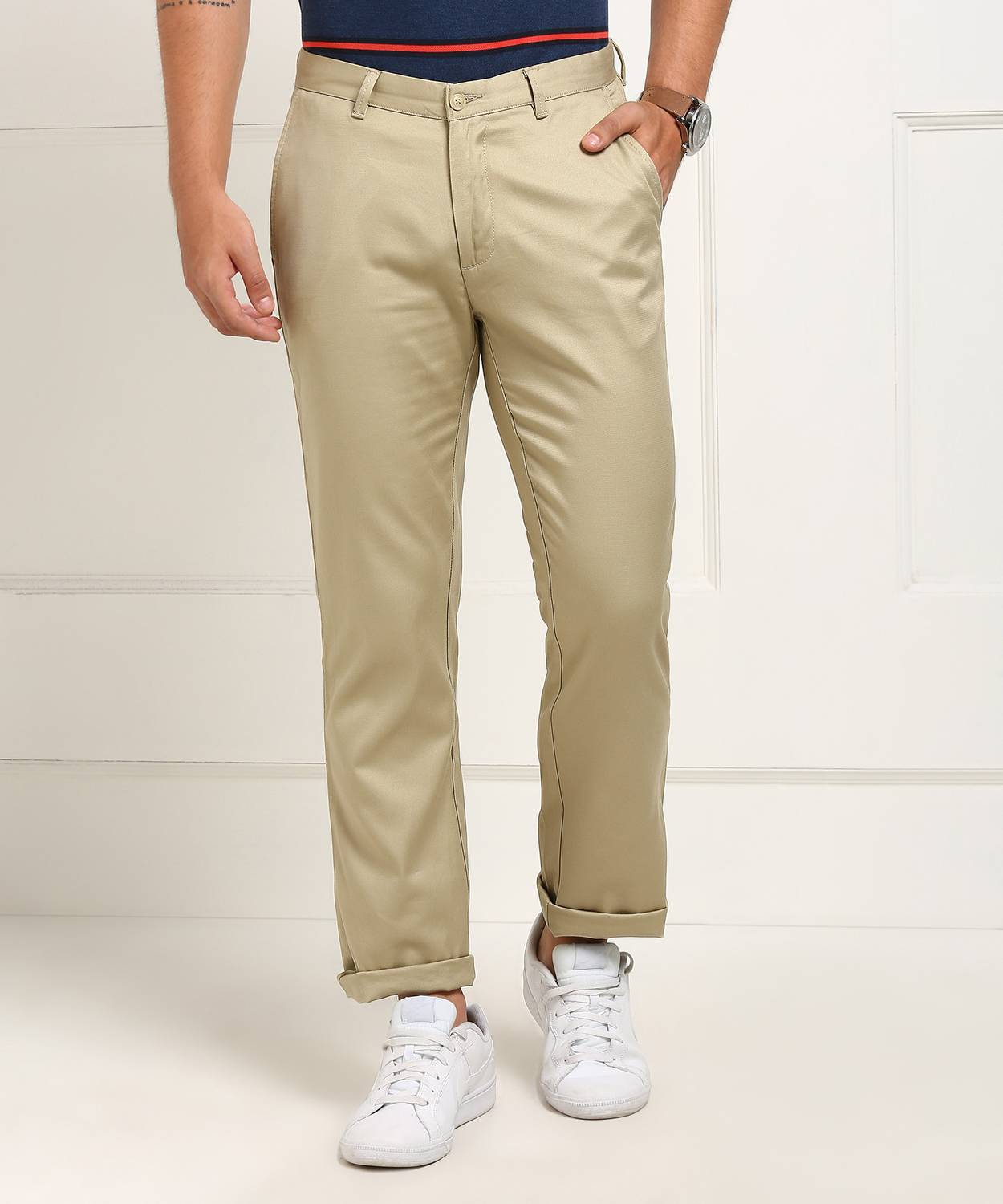 Blackberrys Regular Fit Men Beige Trousers