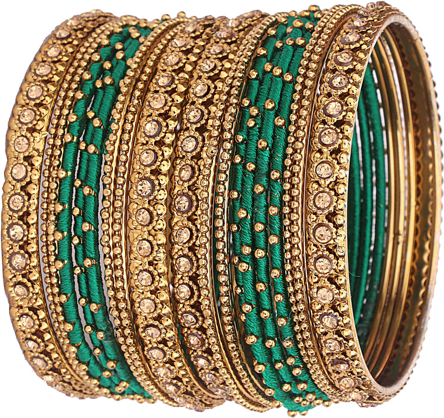 Image of NMII Metal, Fabric Zircon Bangle Set