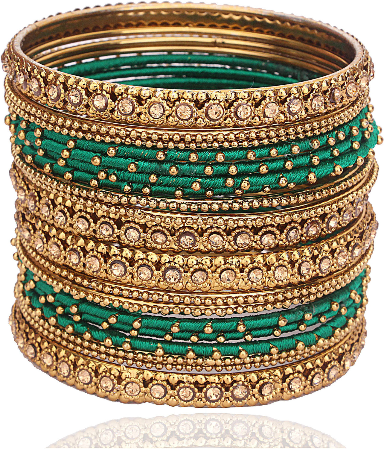 Image of NMII Metal, Fabric Zircon Bangle Set