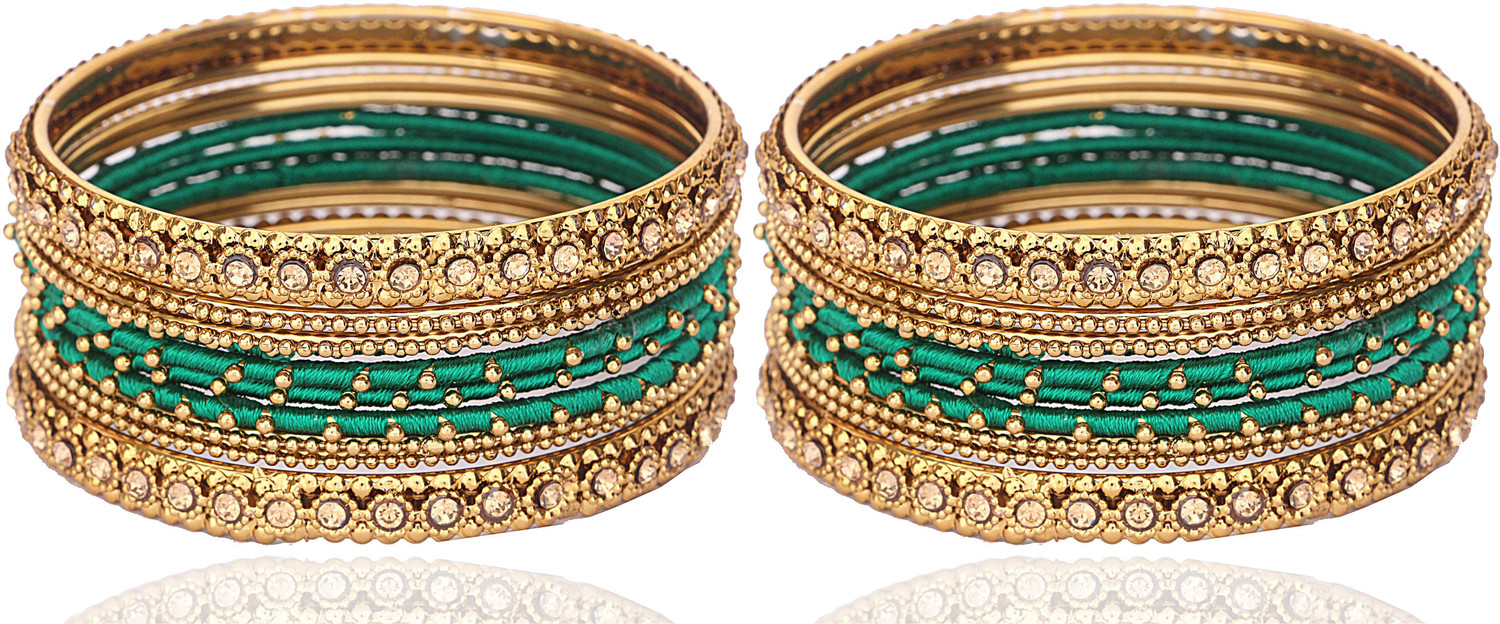 Image of NMII Metal, Fabric Zircon Bangle Set