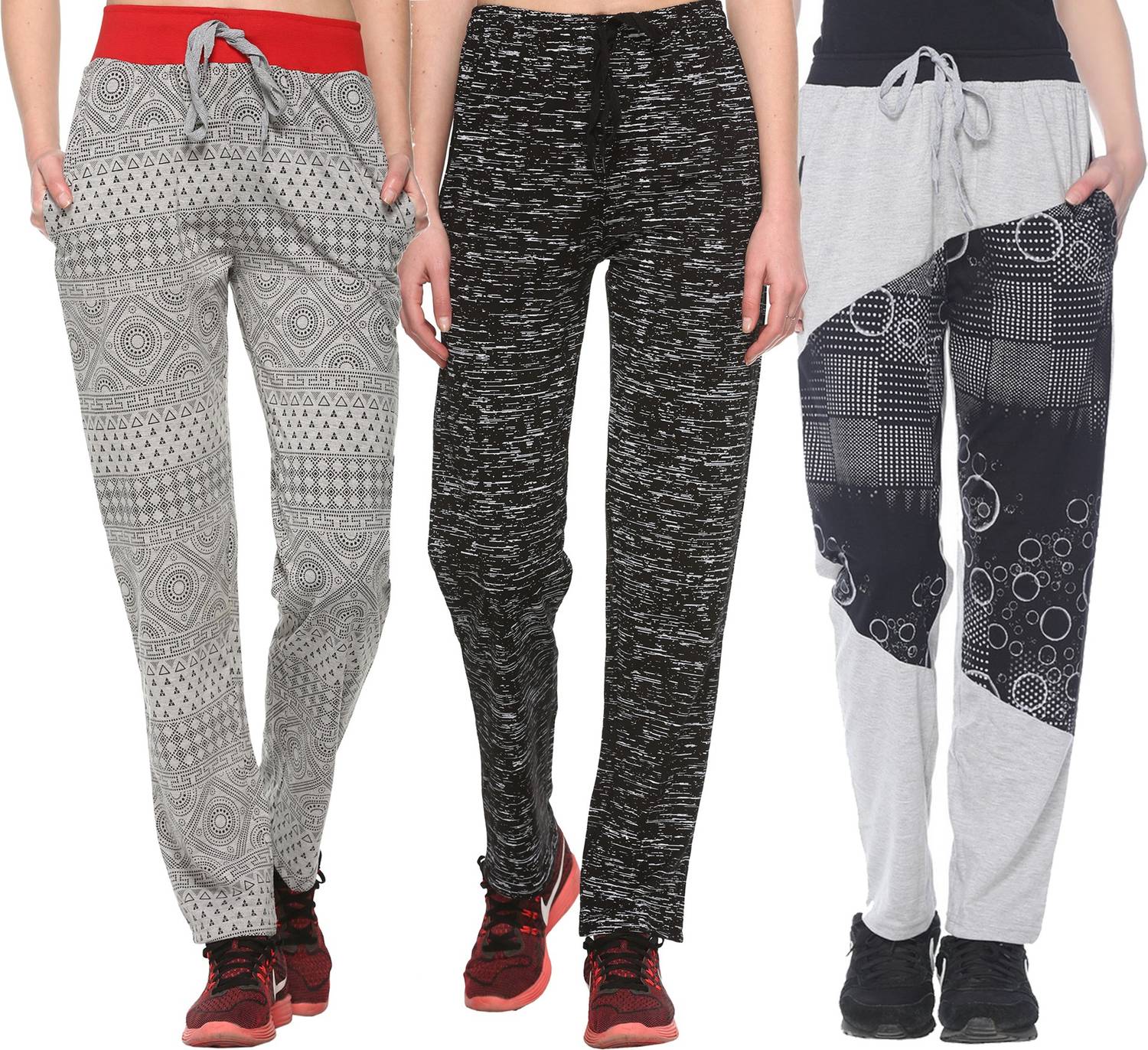 69GAL Geometric Print Women Multicolor Track Pants