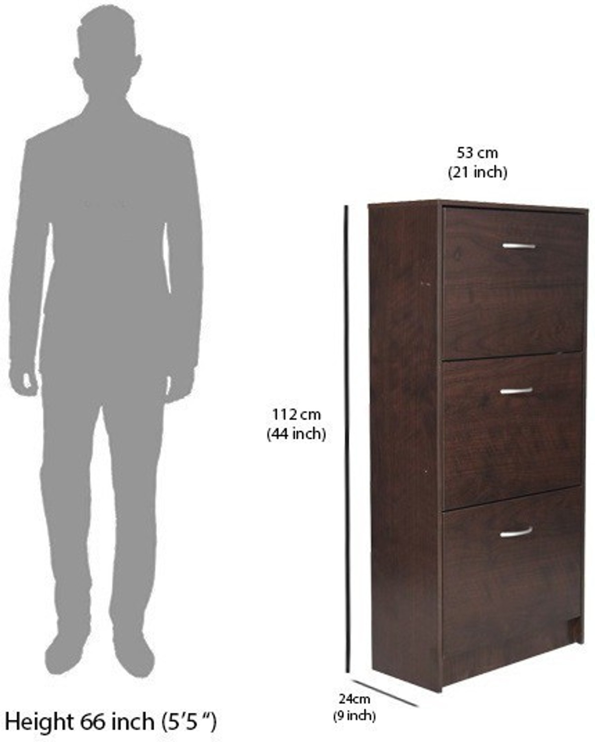 Image of DeckUp Dusun 3-Door Engineered Wood Shoe Rack