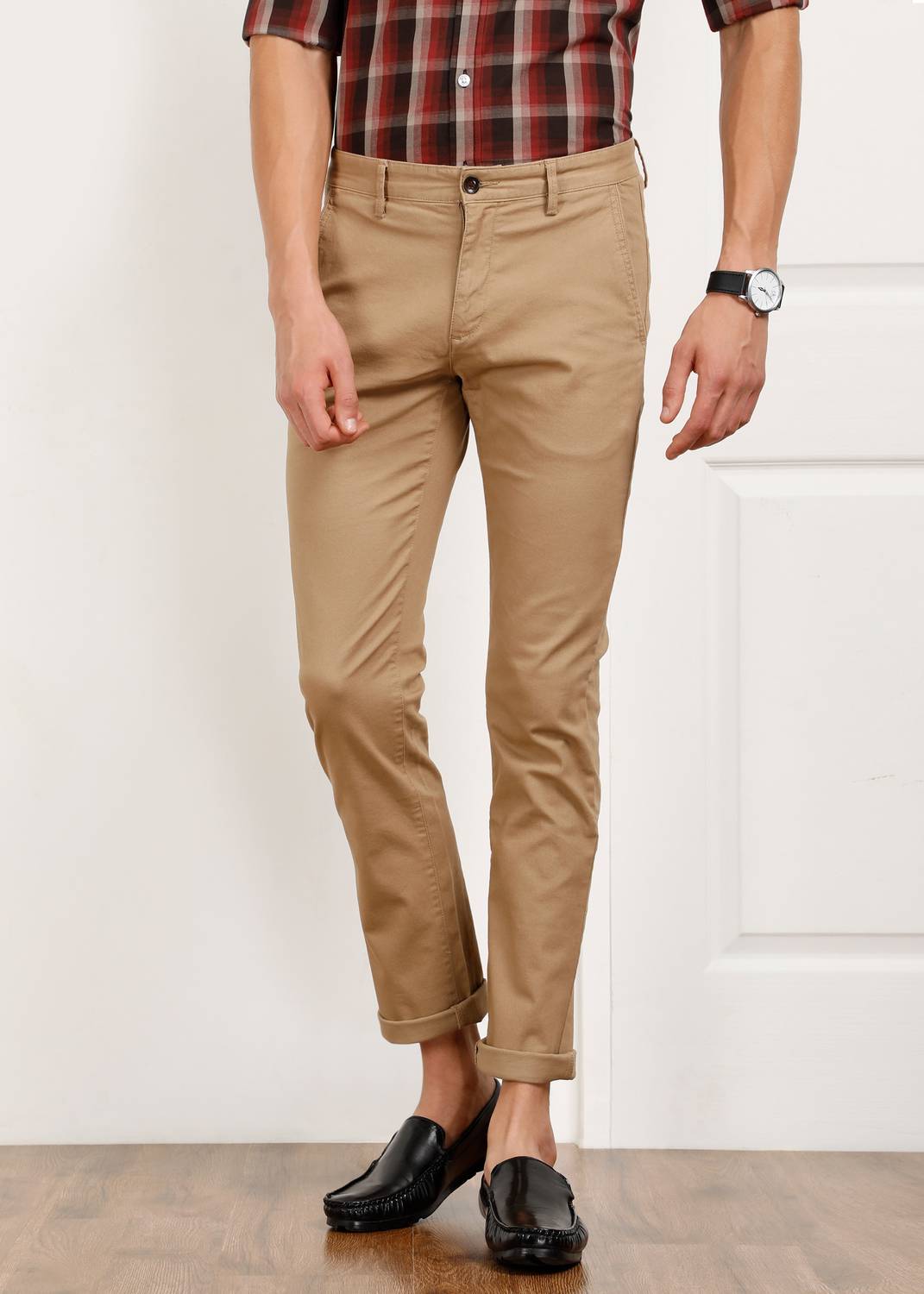 Arrow Sport Slim Fit Men Brown Trousers