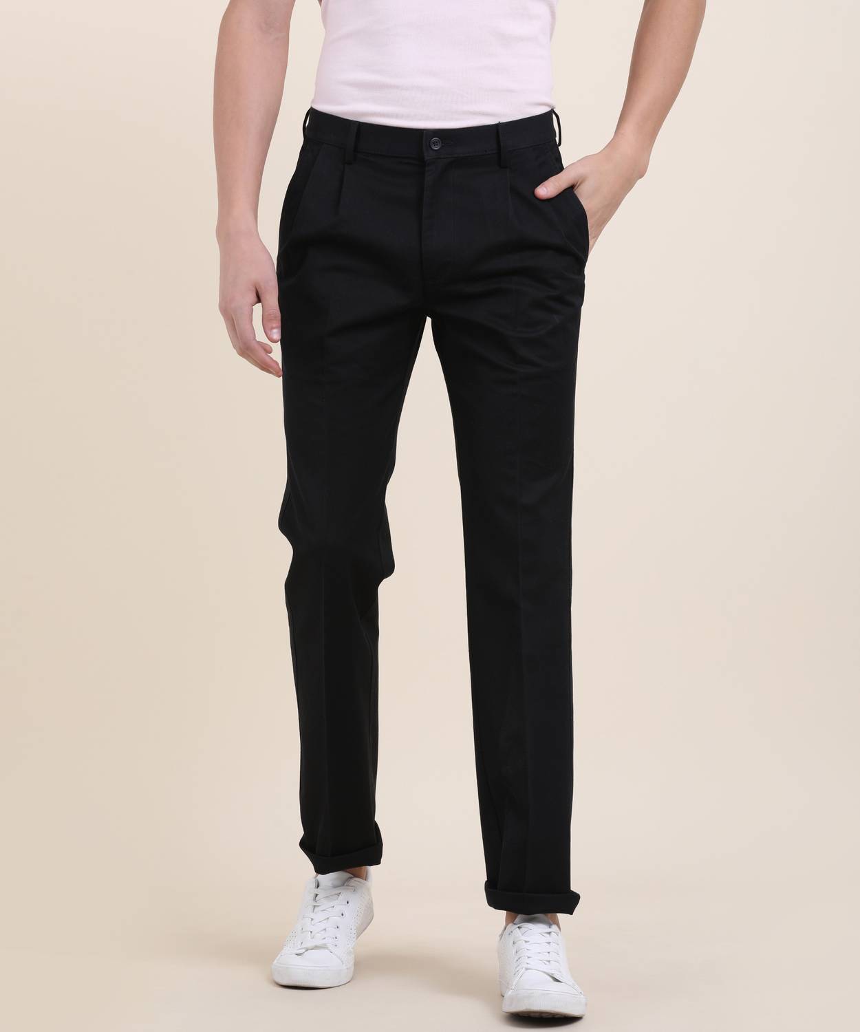 Allen Solly Regular Fit Men Black Trousers