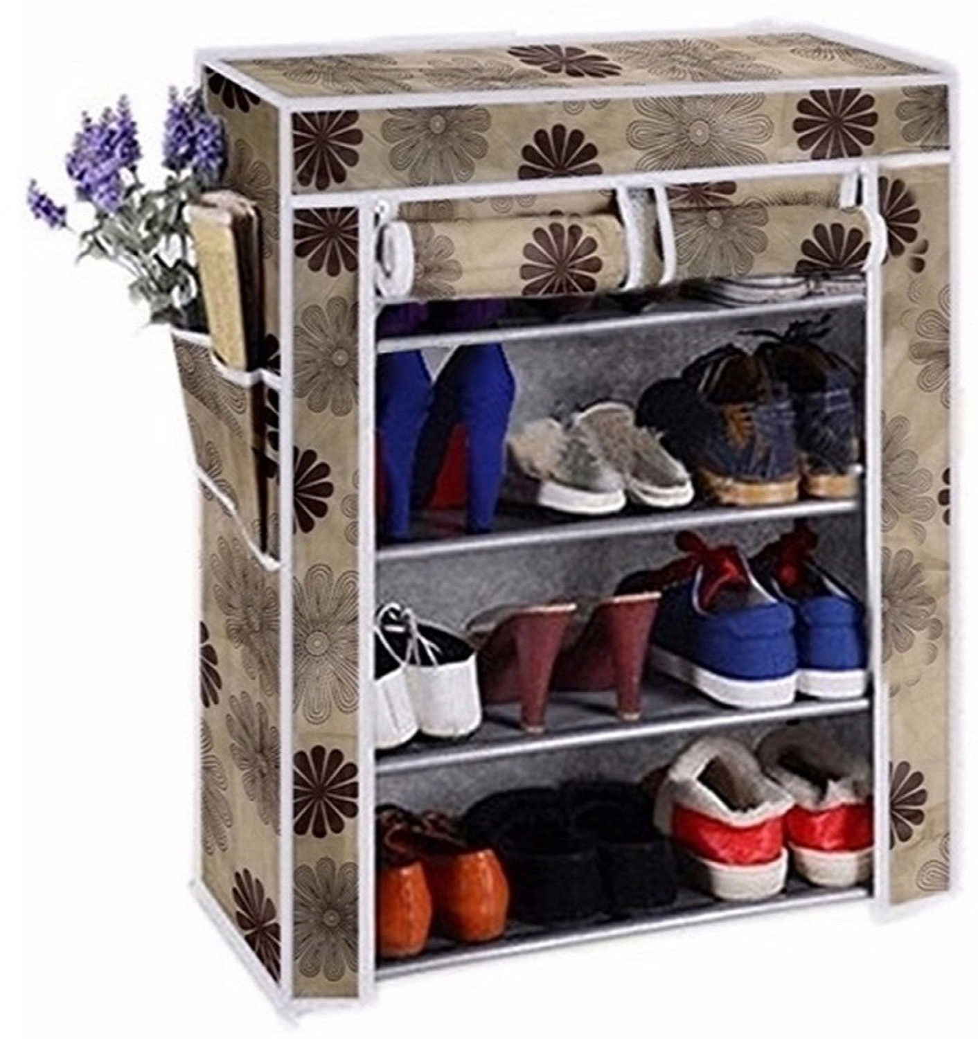 Image of CMerchants Classic-Flower05-Stand Metal Collapsible Shoe Stand