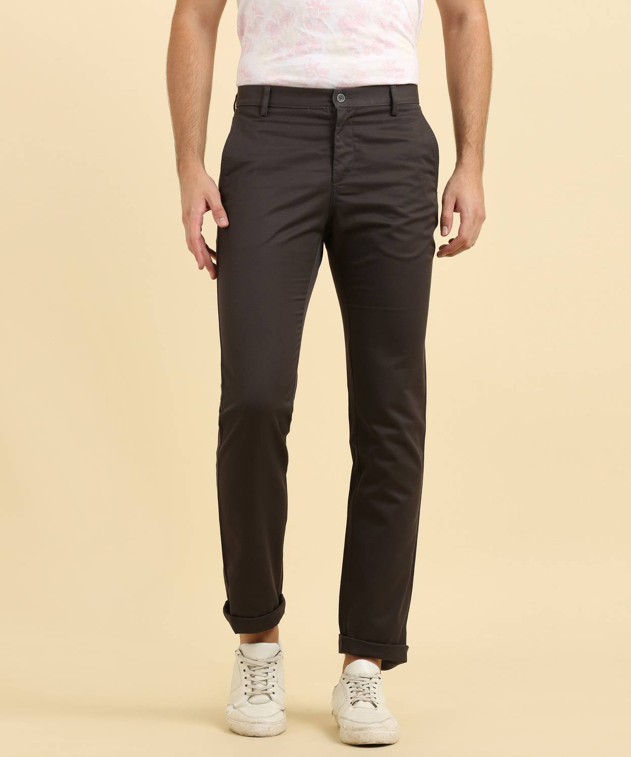 Allen Solly Regular Fit Men Brown Trousers