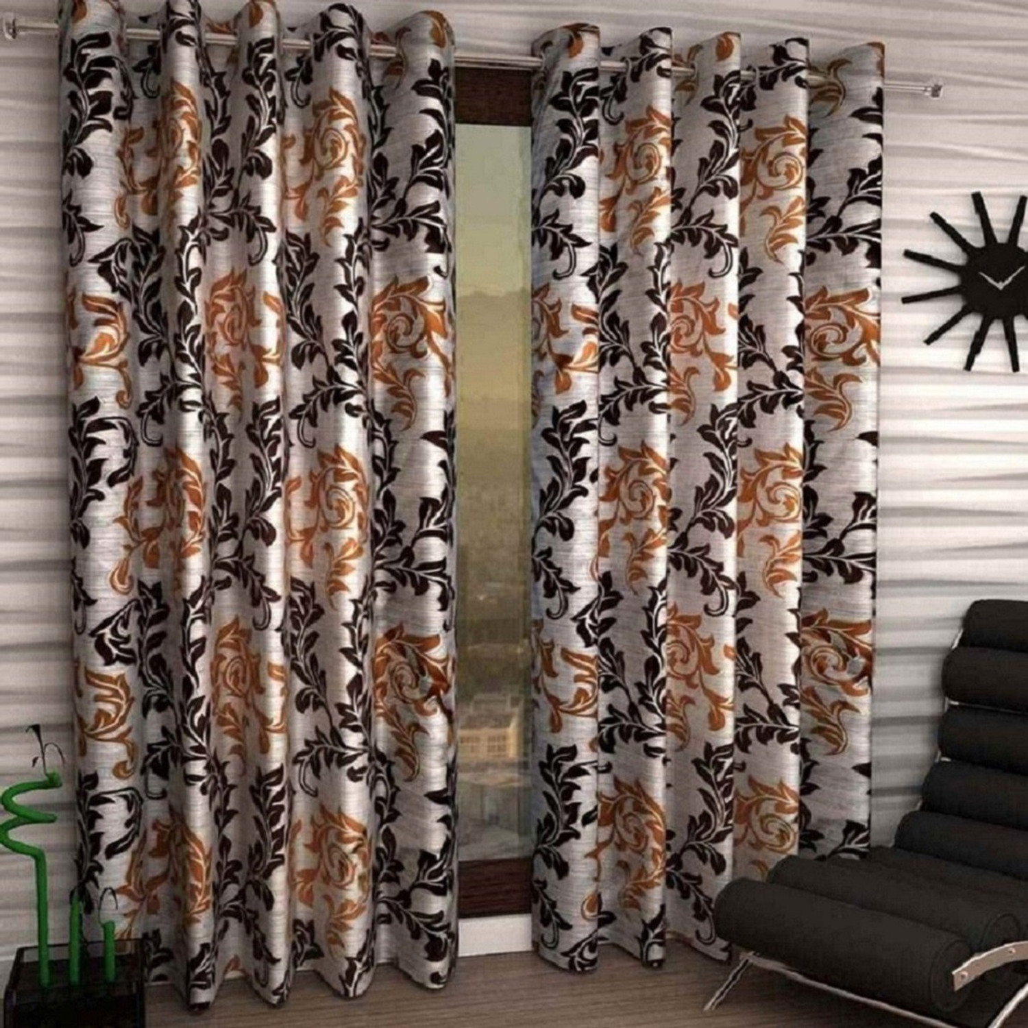 Image of Phyto Home 152 cm (5 ft) Window Polyester Semi Transparent Curtain (Pack Of 2)
