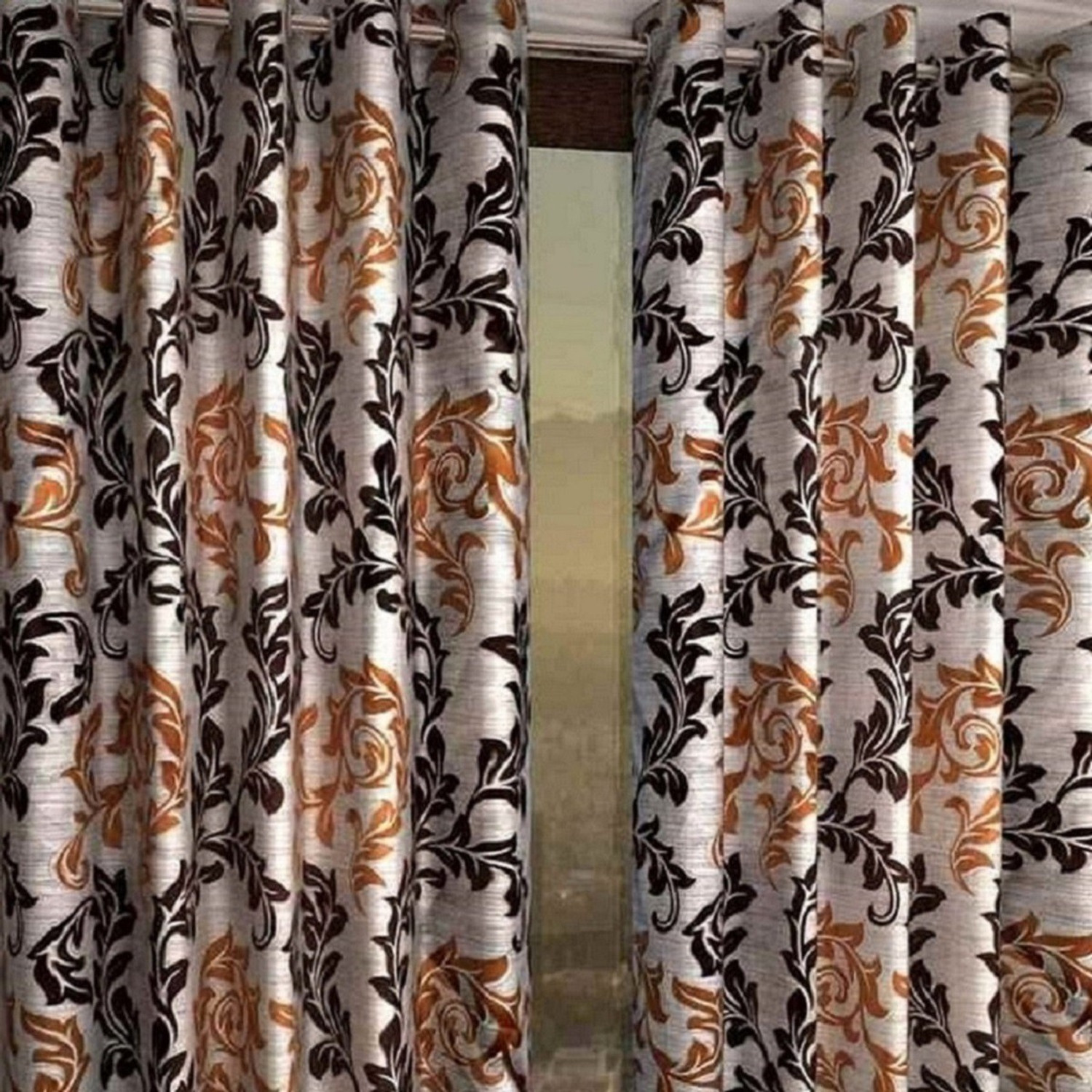 Image of Phyto Home 152 cm (5 ft) Window Polyester Semi Transparent Curtain (Pack Of 2)