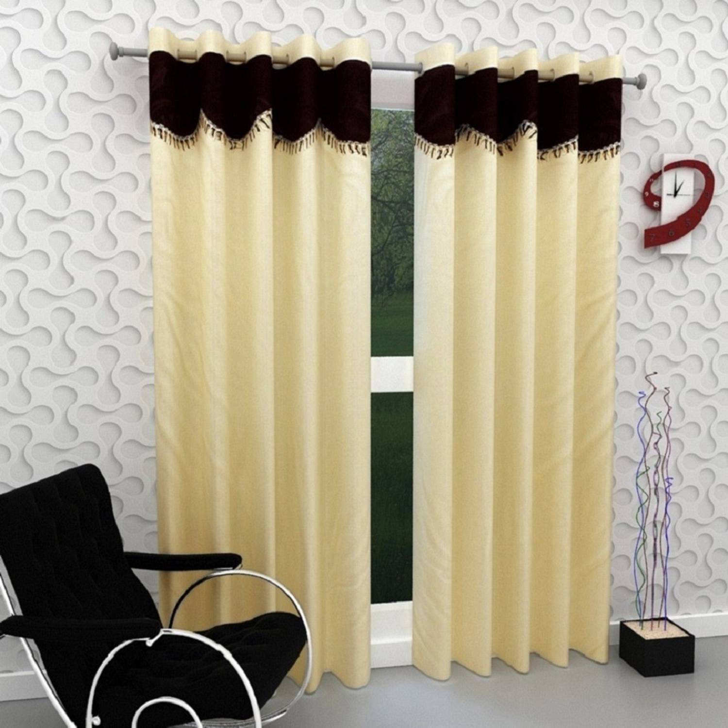 Panipat Textile Hub 274 cm (9 ft) Long Door Polyester Semi Transparent Curtain (Pack Of 2)