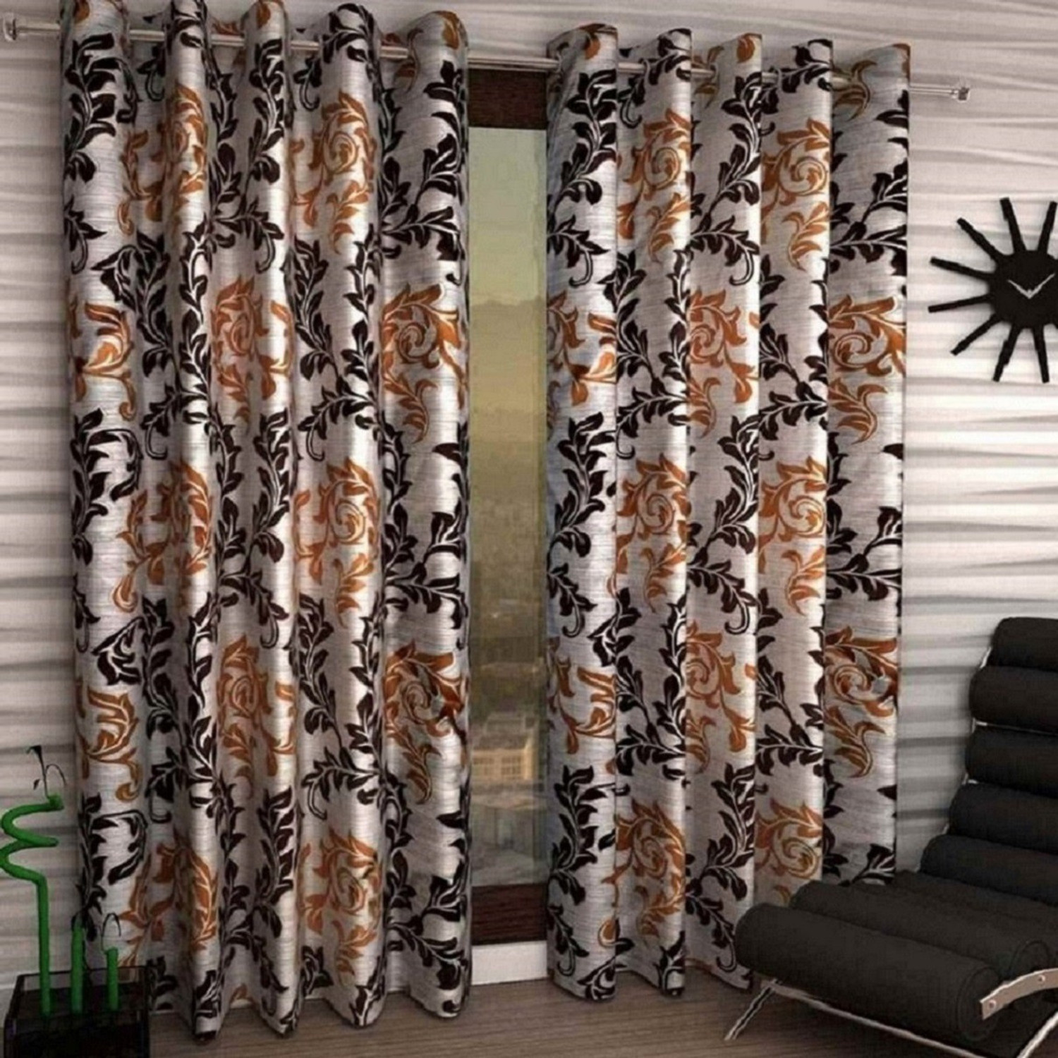 Image of Phyto Home 213 cm (7 ft) Door Polyester Semi Transparent Curtain (Pack Of 2)