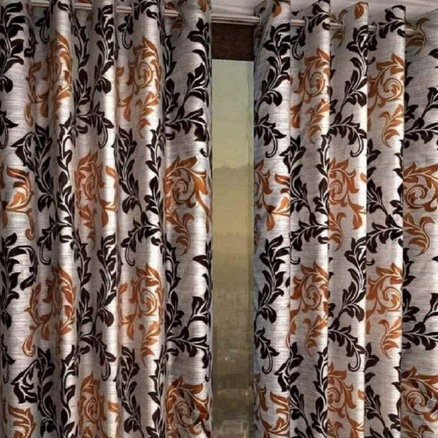 Image of Phyto Home 213 cm (7 ft) Door Polyester Semi Transparent Curtain (Pack Of 2)