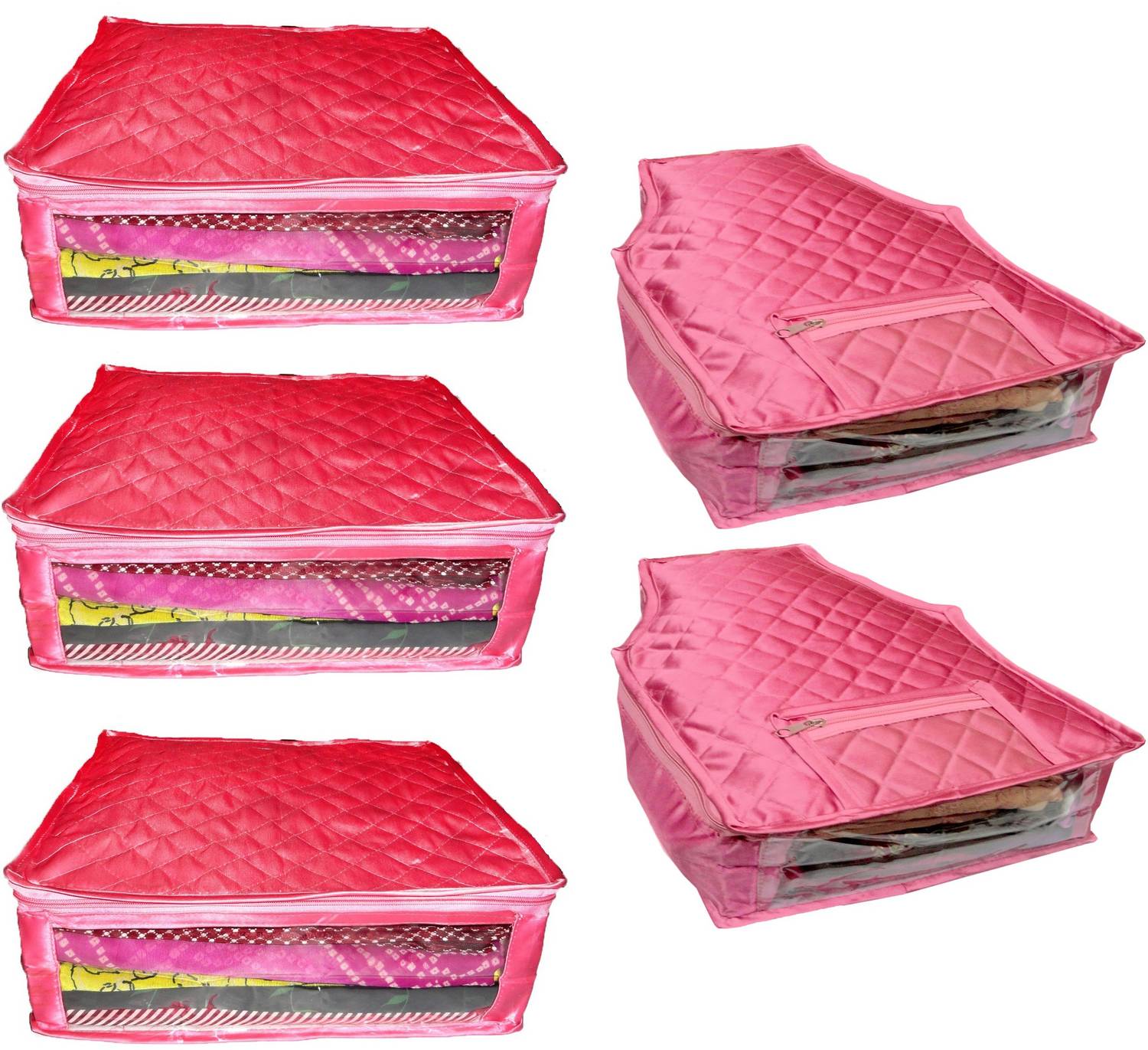 atorakushon Satin Combo of 3PC Saree Cover 2PC Blouse Cover S3S&2b